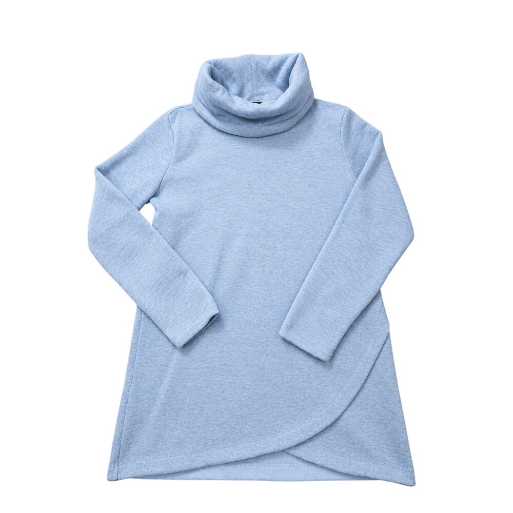 Lands End Ladies M fleece cowl neck light blue 10-12